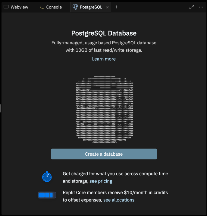 Creating a database within Replit